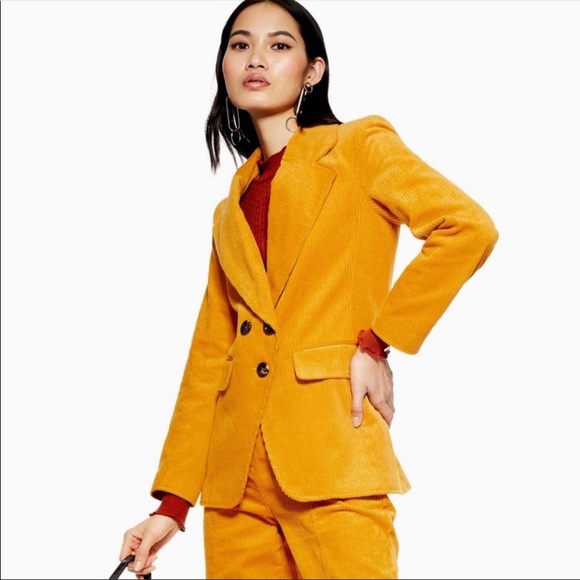 Topshop Jackets & Blazers - Topshop Mustard Yellow Corduroy Jacket